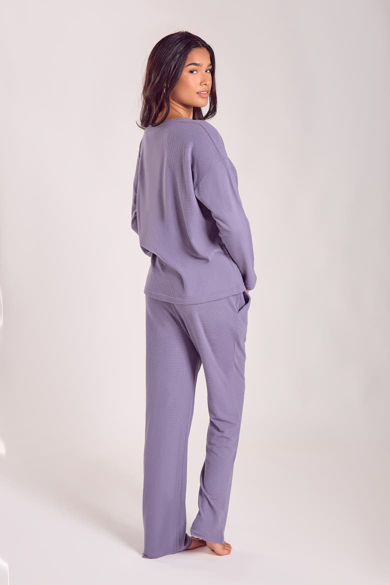 Waffle Knit Sleep Set with Drawstring Pants, Alternate, color, Orchid