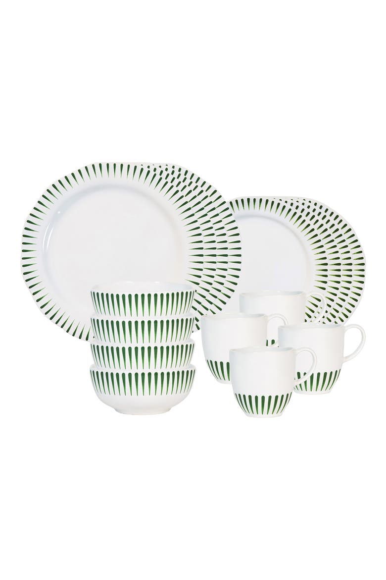 Sitio Stripe 16-Piece Dinnerware Set, Main, color, BASIL