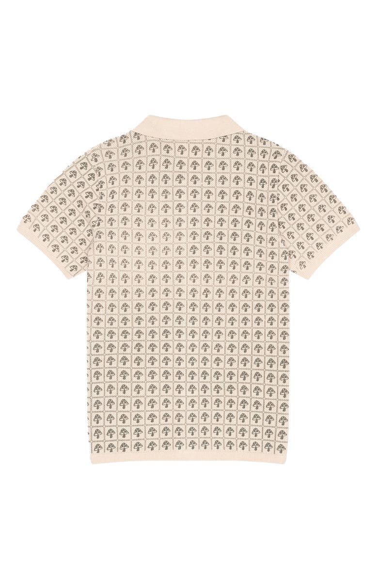 MAVRANS Mushroom Organic Cotton Crochet Short Sleeve Button-Up Shirt, Alternate, color, 