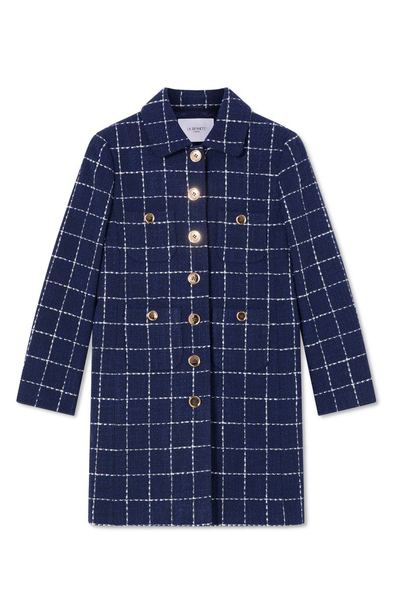 LK Bennett Vita Windowpane Coat, Alternate, color,