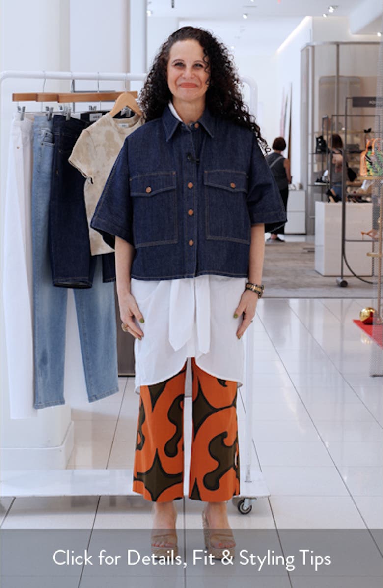 Taron Boxy Denim Button-Up Shirt, sales video thumbnail