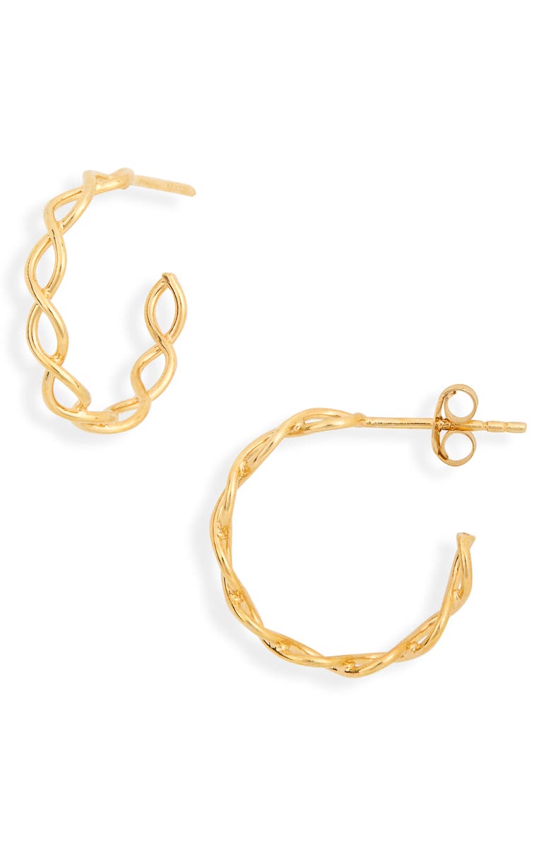 Sterling Forever Open Rope Hoop Earrings, Main, color, Gold