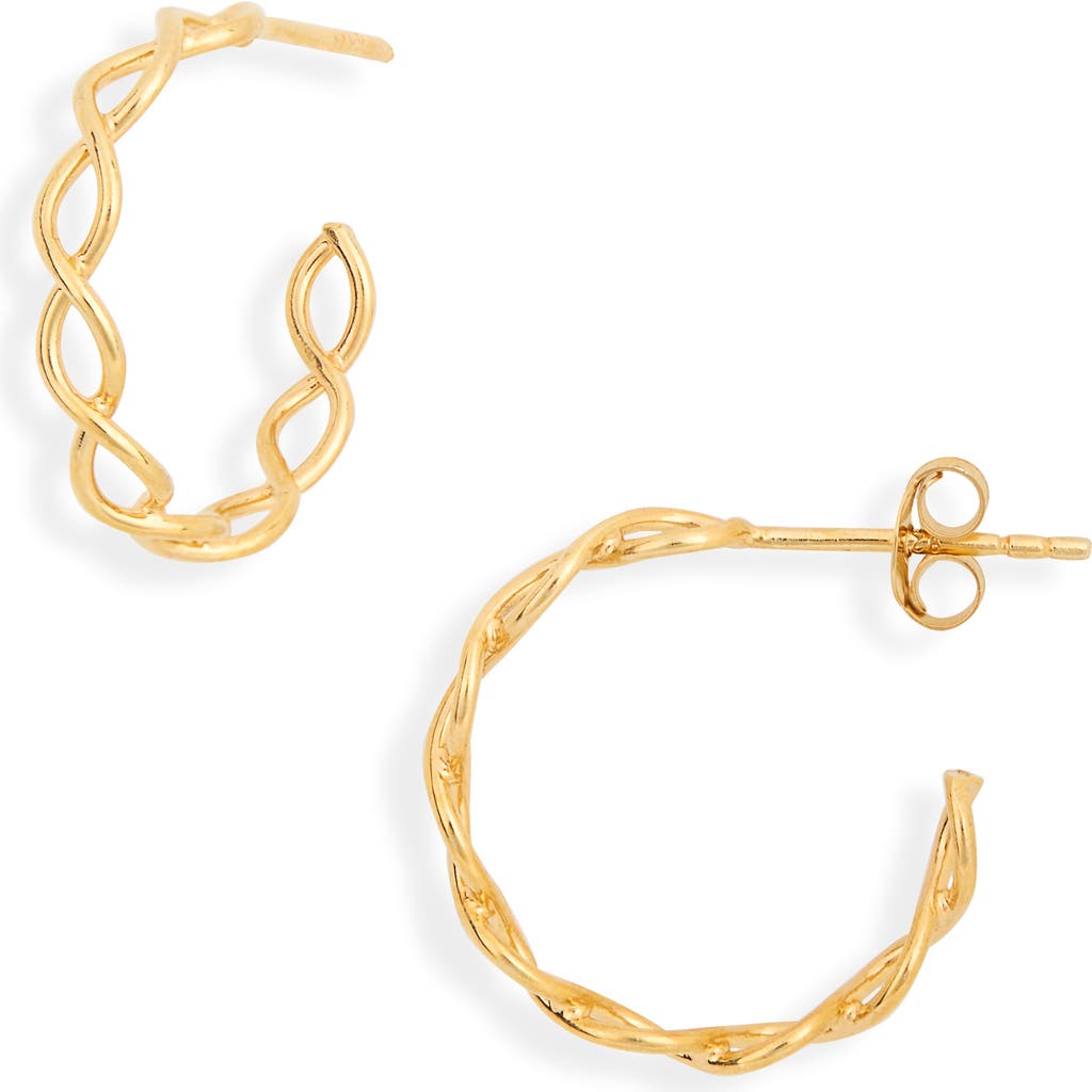 Sterling Forever Open Rope Hoop Earrings In Gold
