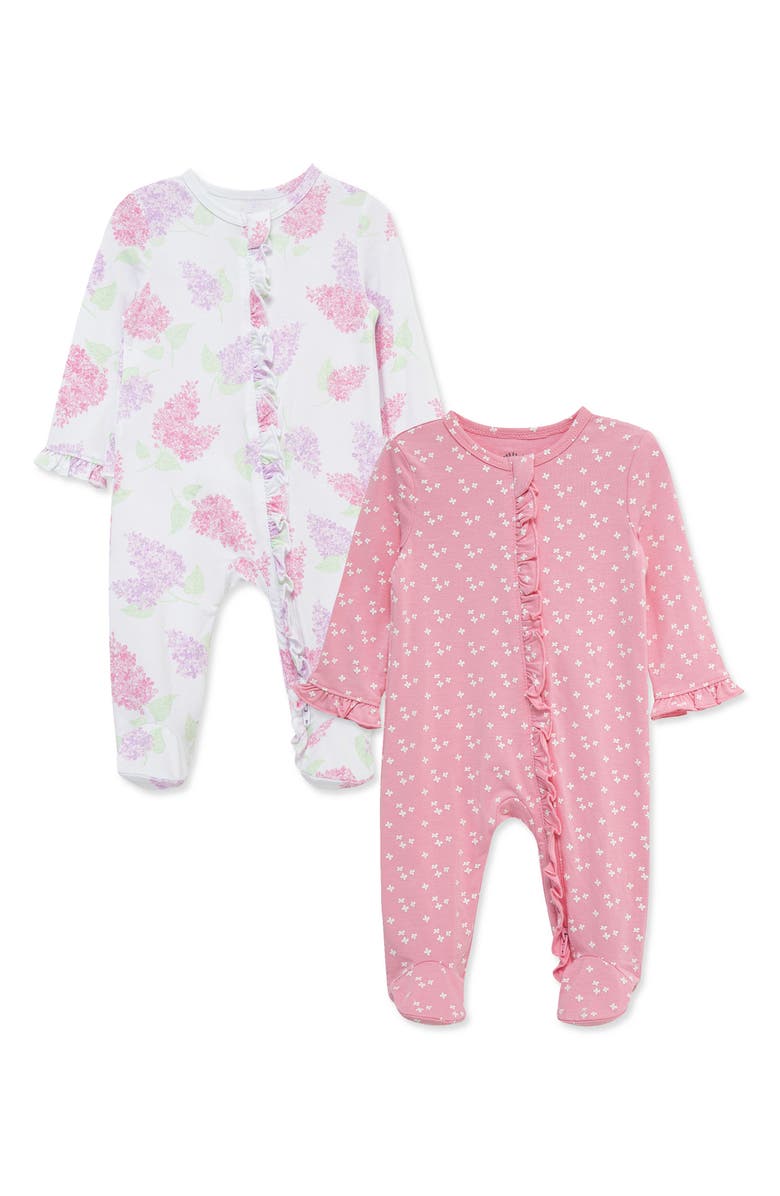 Little Me Lilacs Pack of 2 Footies, Main, color, Pink
