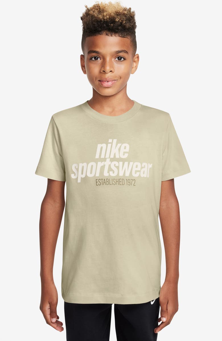 Nike Kids' Sportswear Club Graphic T-Shirt, Main, color, Light Khaki