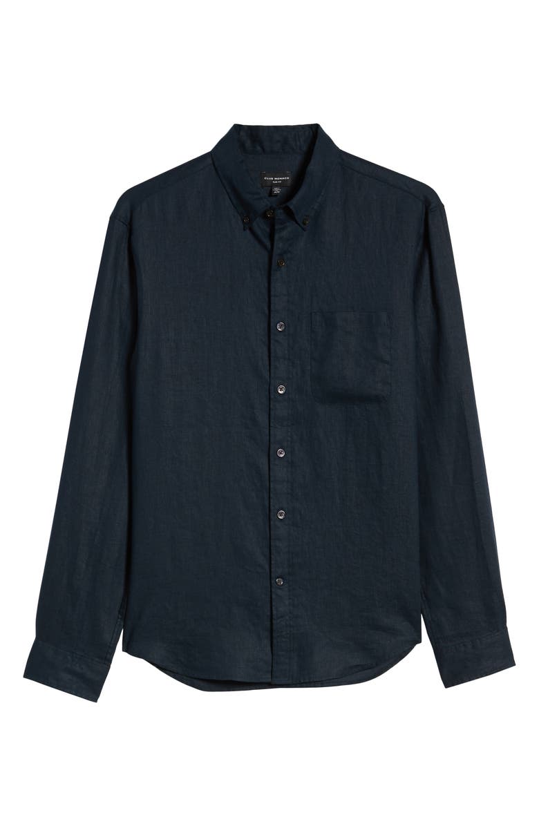 Club Monaco Solid Linen Slim Fit Sport Shirt, Alternate, color, 