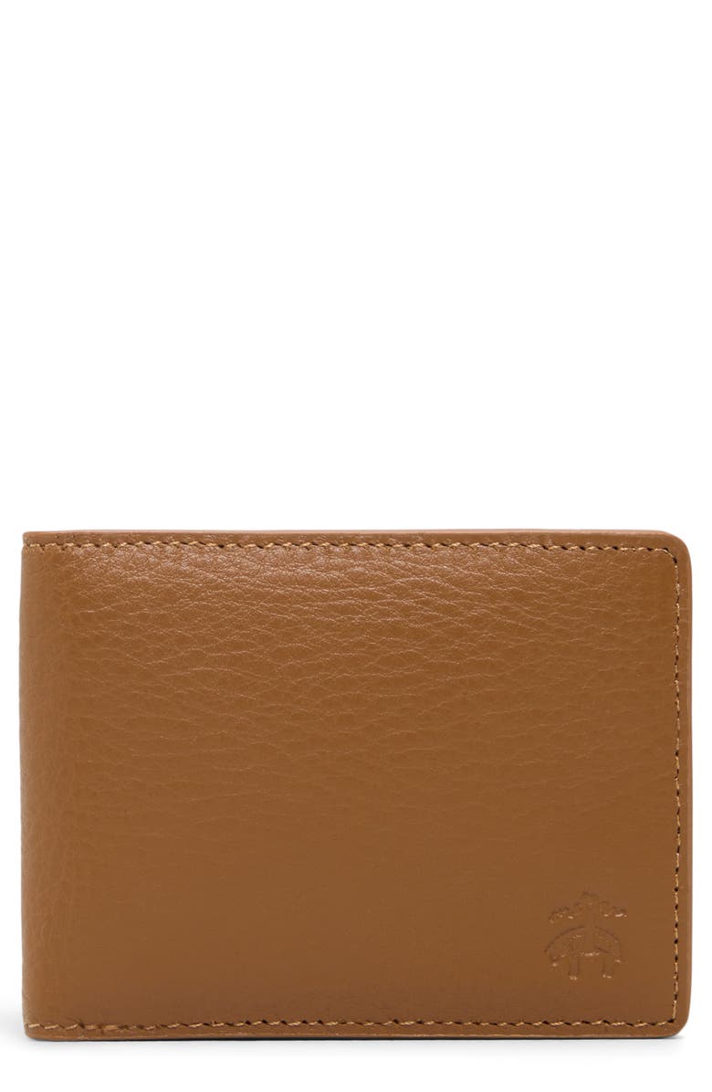 Brooks Brothers Brower Bifold Leather Wallet, Main, color, Tan