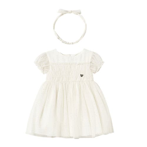 Mayoral Chiffon Dress Headband Set in Ivory 