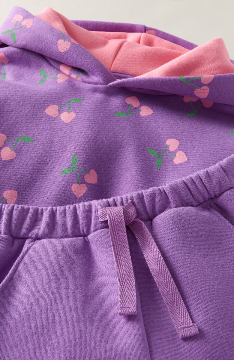Tucker + Tate Kids' Cotton Blend Fleece Hoodie & Shorts Set, Alternate, color, Purple Cherry Hearts- Purple