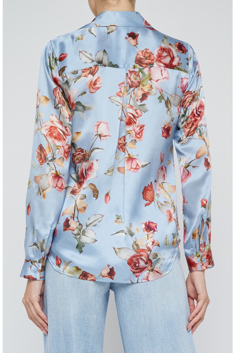 Tyler Floral Print Silk Button-Up Shirt, Alternate, color, LIGHT BLUE TAPESTRY FLORAL