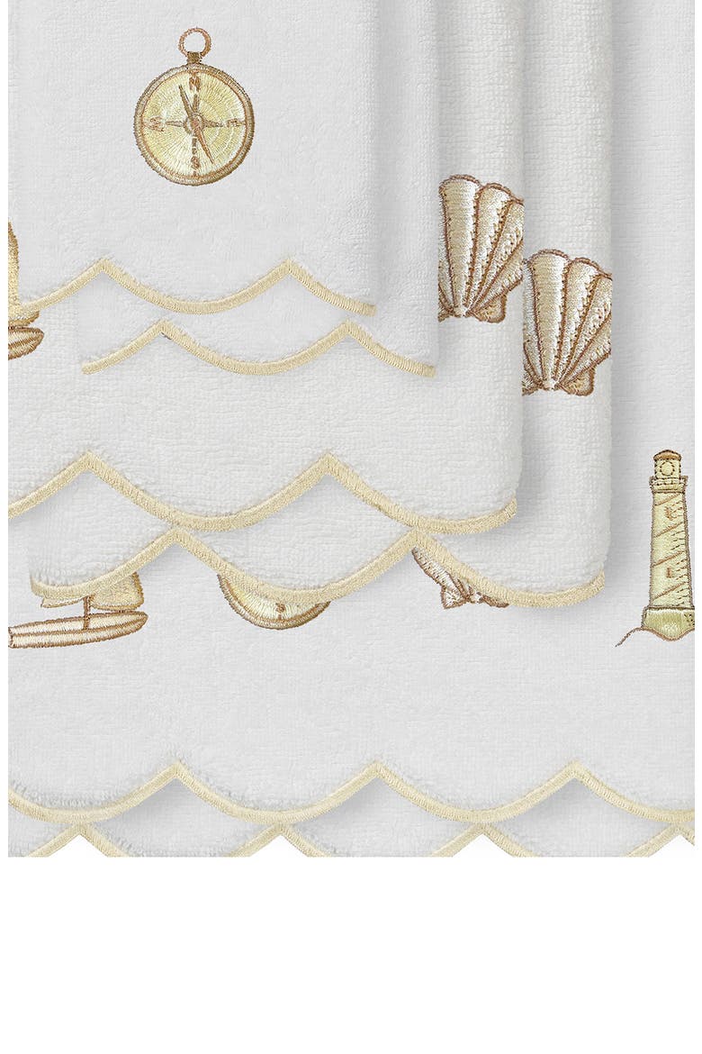 Sea Joy Scallop 6-Piece Embellished Towel Set, Alternate, color, WHITE/ BEIGE