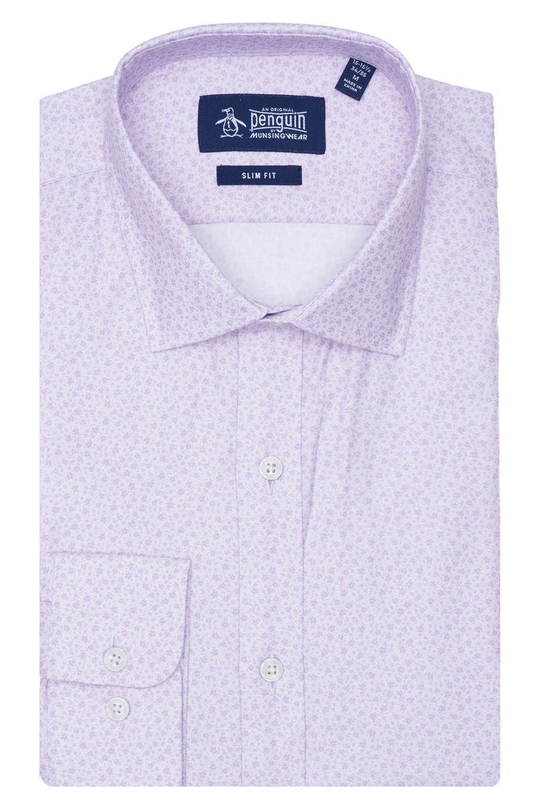 Tonal Floral Slim Fit Dress Shirt, Main, color, LILAC