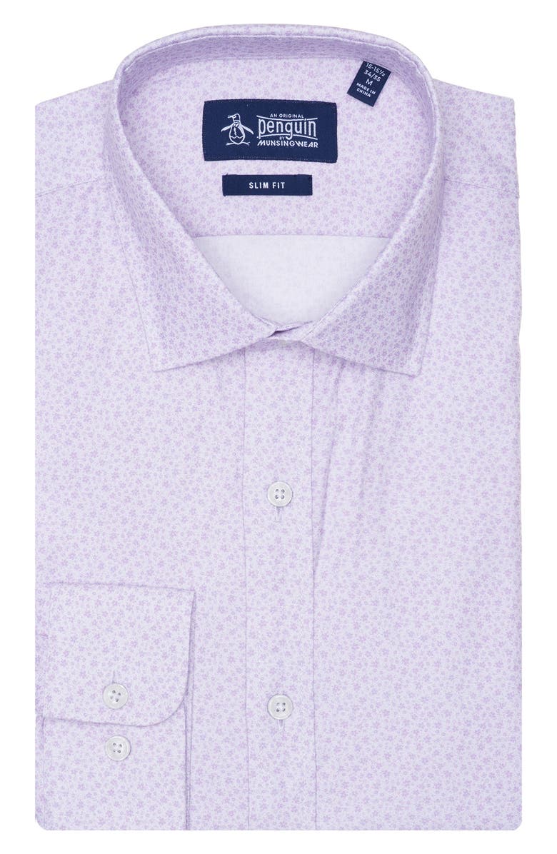 Original Penguin Tonal Floral Slim Fit Dress Shirt, Main, color, Lilac