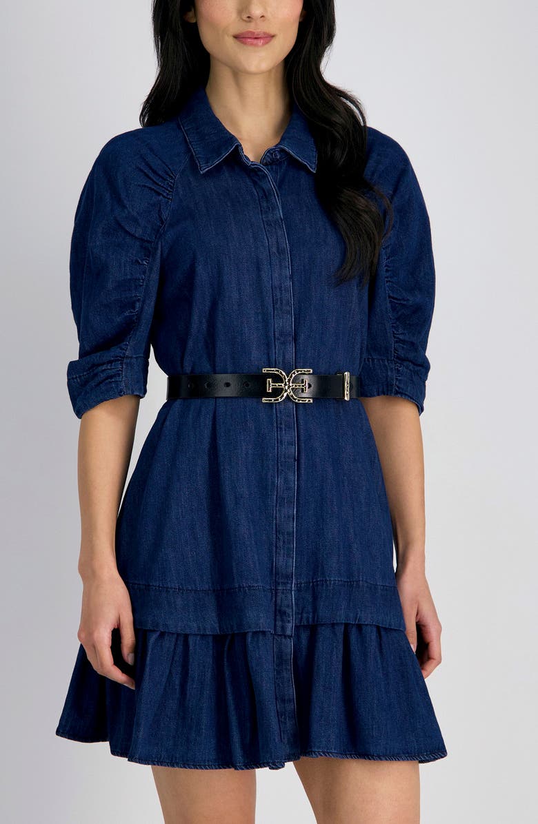 Sam Edelman Hammered Logo Buckle Belt, Alternate, color,