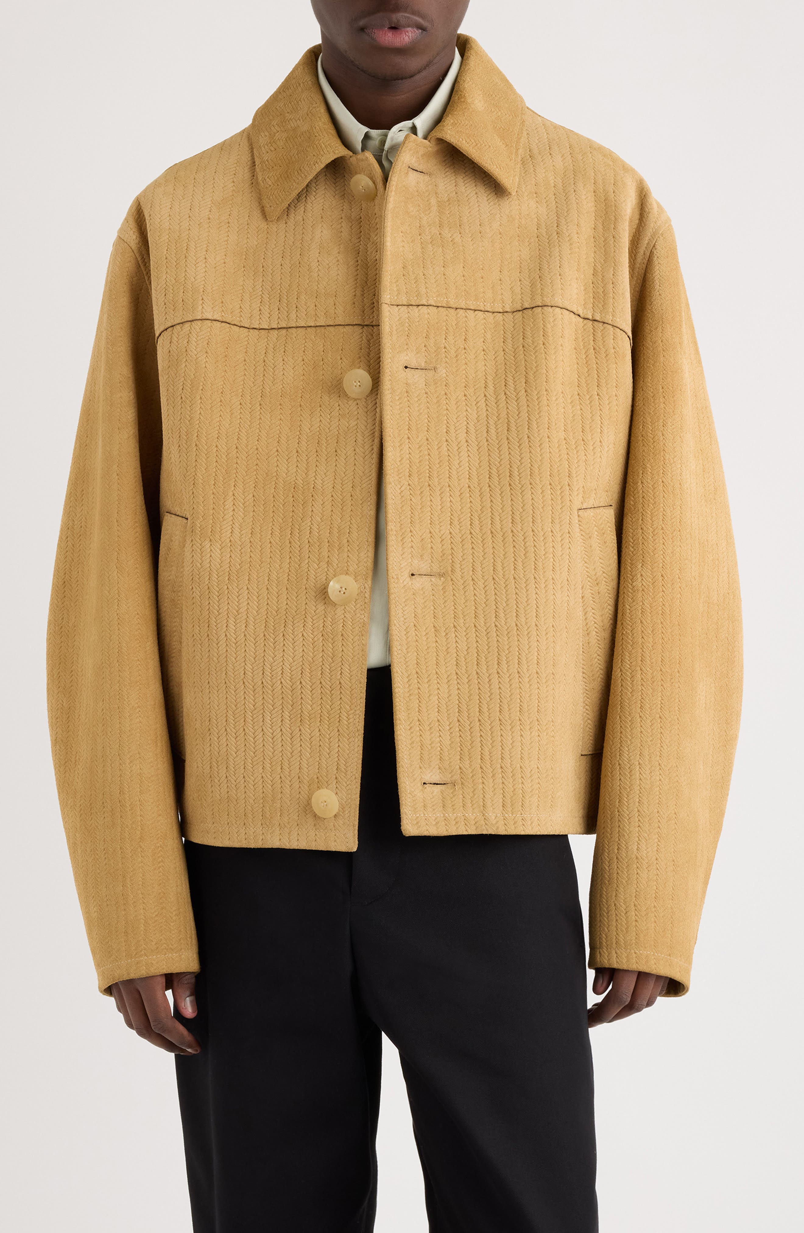 Jacquemus Le Blouson Vannier Basket Weave Leather Jacket (Men