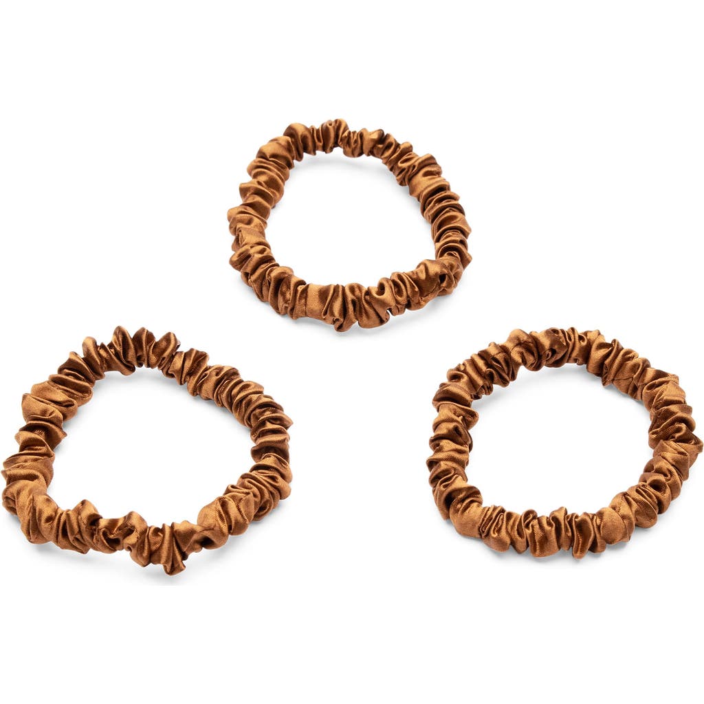 BLISSY 3-Pack Skinny Silk Scrunchies in Bronze  product
