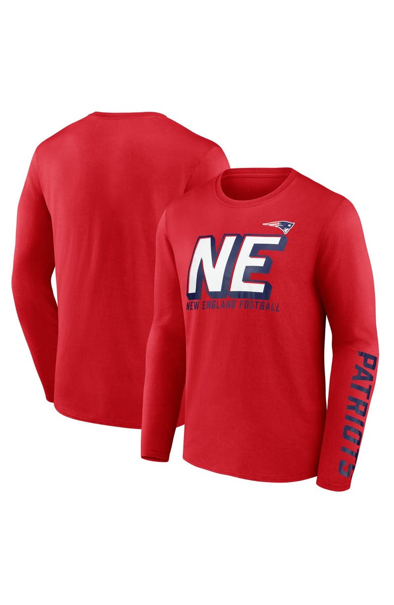 FANATICS Men's Fanatics  Red New England Patriots Long Sleeve T-Shirt, Main, color, 