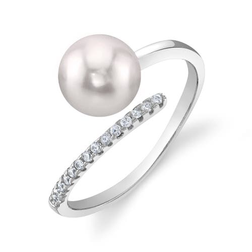 The Pearl Source White South Sea Pearl & Diamond Valentina Ring In White Gold