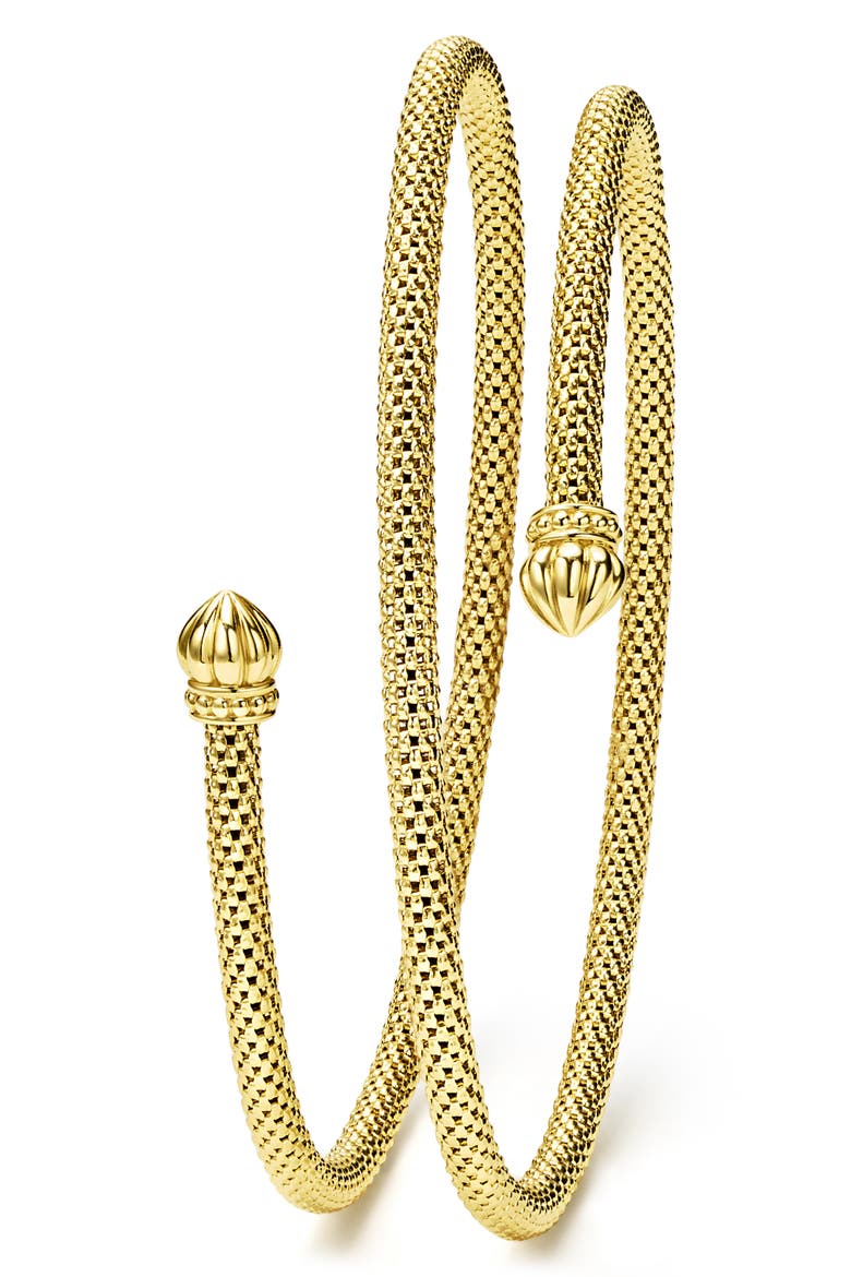 Signature Caviar Coil Bracelet, Alternate, color, GOLD