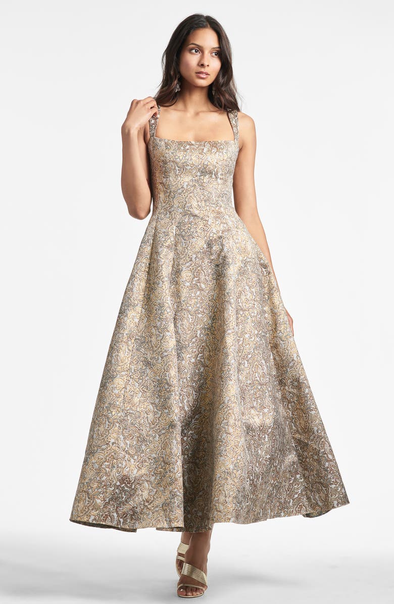 Sachin & Babi Audrey Metallic Floral Embroidery Gown, Alternate, color, 