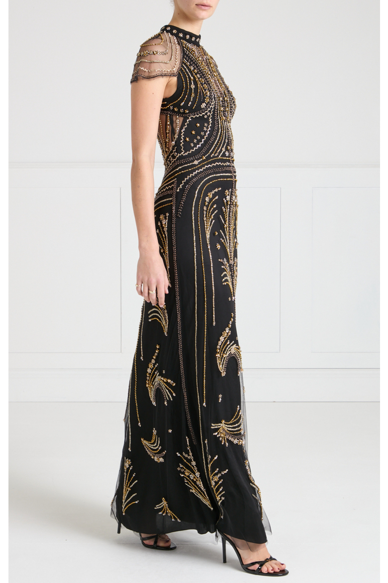 Serayha Gown, Alternate, color, Black/Gold