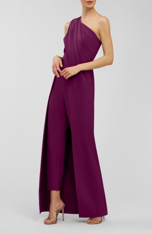 Kay Unger Elise One-shoulder Walk Thru Jumpsuit In Purple