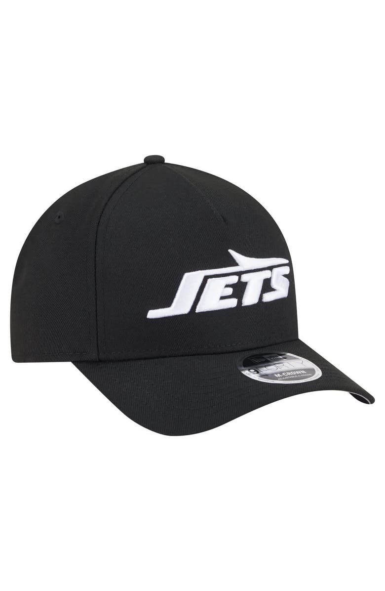 New Era Men's New Era Black New York Jets Team Collection 9FORTY M-Crown A-Frame Adjustable Hat, Alternate, color, Black