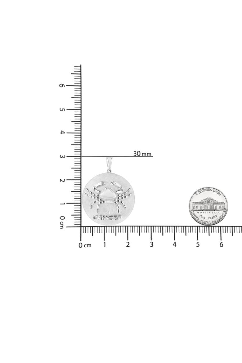 Silver Diamond Accent Cancer Zodiac Design Pendant Necklace Medallion, Alternate, color, White