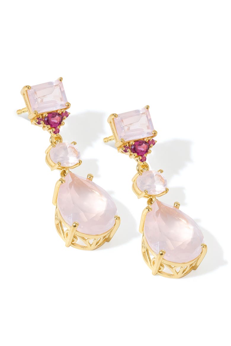 Quartz Drop Earrings, Alternate, color, PINK