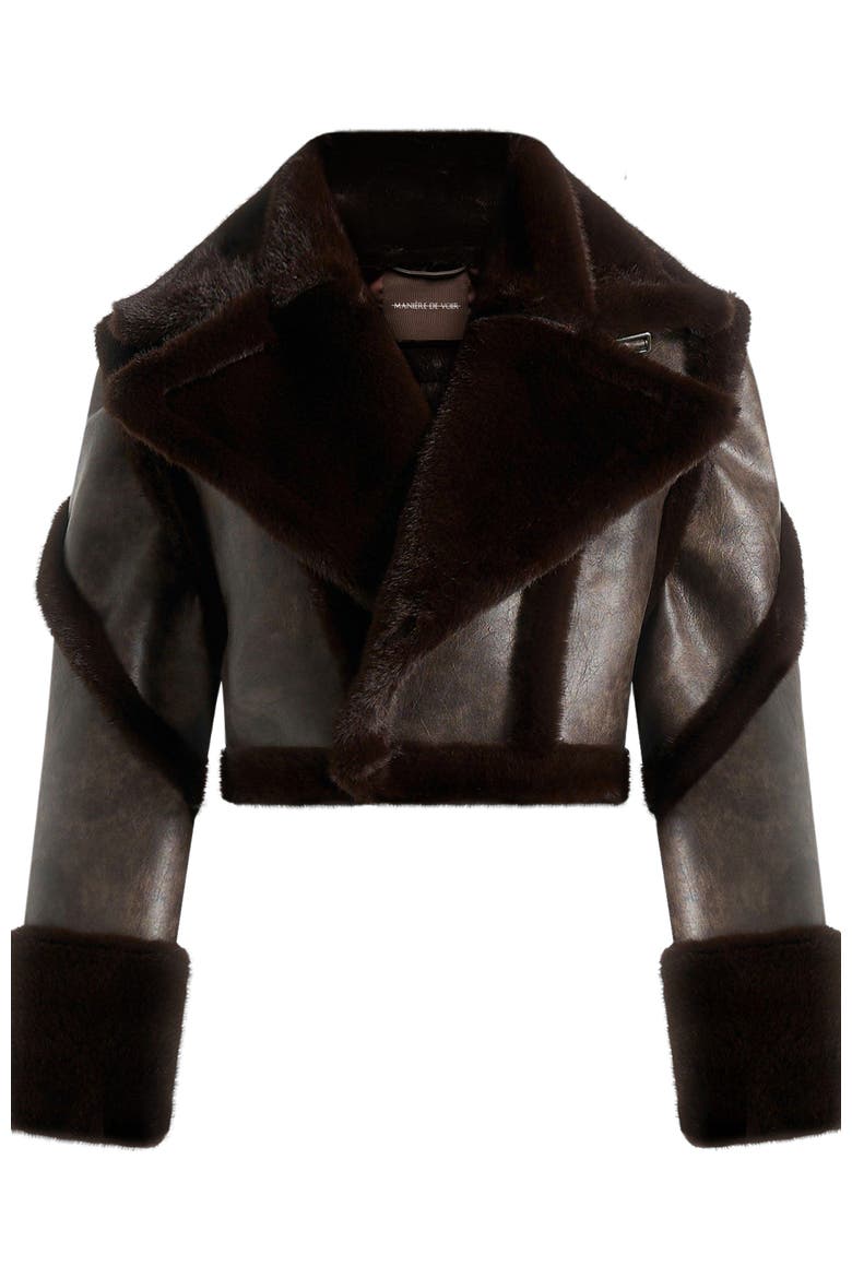 Kena Vintage Leather & Plush 2-in-1 Gilet Jacket, Alternate, color, Brown