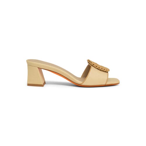 SANTONI RAFFIA MID-HEEL SANDAL
