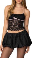 EDIKTED Contrast Ribbon Lace Halter Top