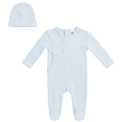 Soft Modal Rib Wrap Front Romper and Hat Set