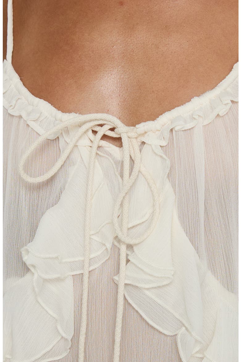 Skinny Dipping Ruffle Sheer Top, Alternate, color, CREAM