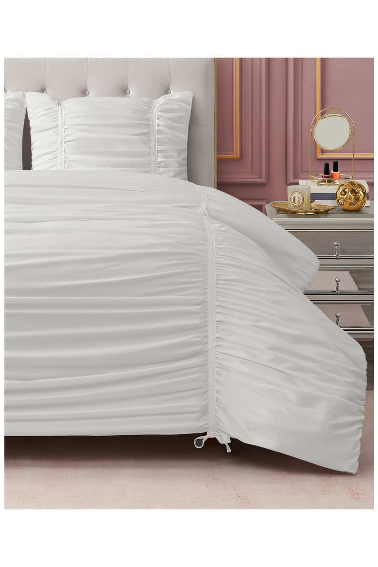 Ribbon Ruched Comforter & Sham Set, Alternate, color, WHITE