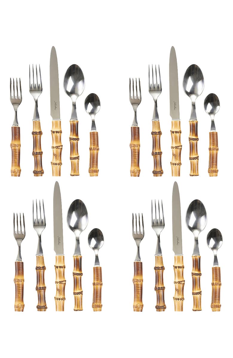 Juliska Bamboo 20-Piece Flatware Place Setting, Main, color, Silver/ Bamboo Natural