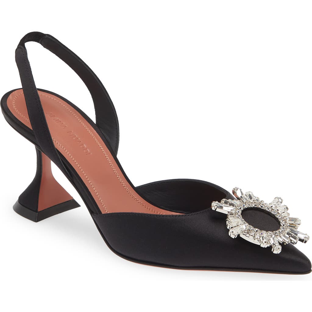 Amina Muaddi Begum Crystal Pointed Toe Slingback Pump in Black  product