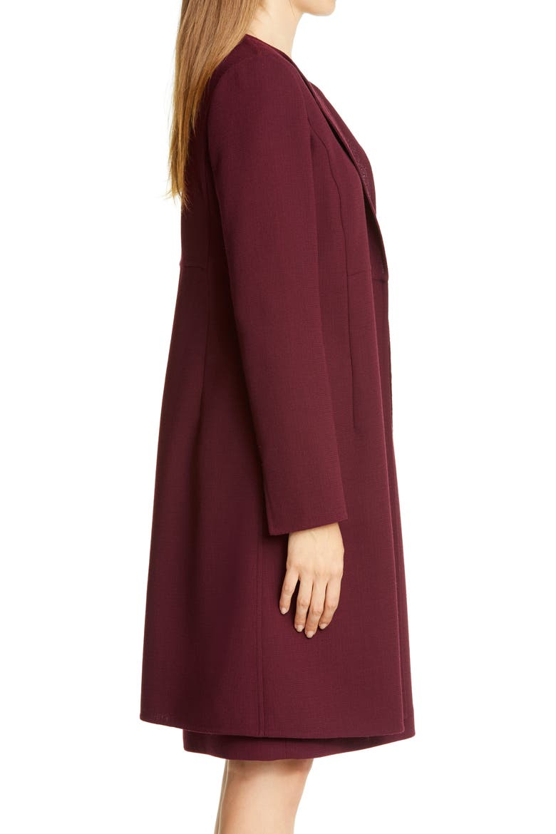 Russo Longline Wool Coat, Alternate, color, CABERNET