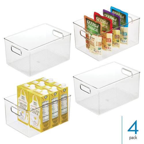 Linus Pantry Organizer Bins With Handles In Transparent