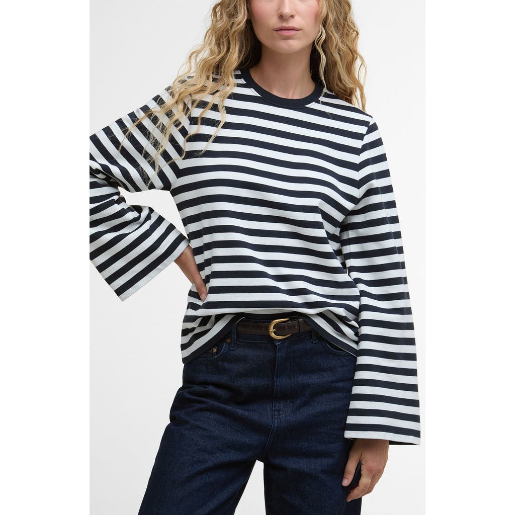 Barbour Robyn Stripe Flare Sleeve Sweatshirt In Black
