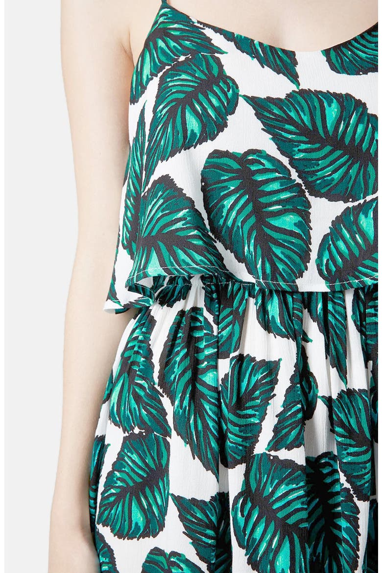 Leaf Print Crinkle Sundress, Alternate, color, LEAF GREEN