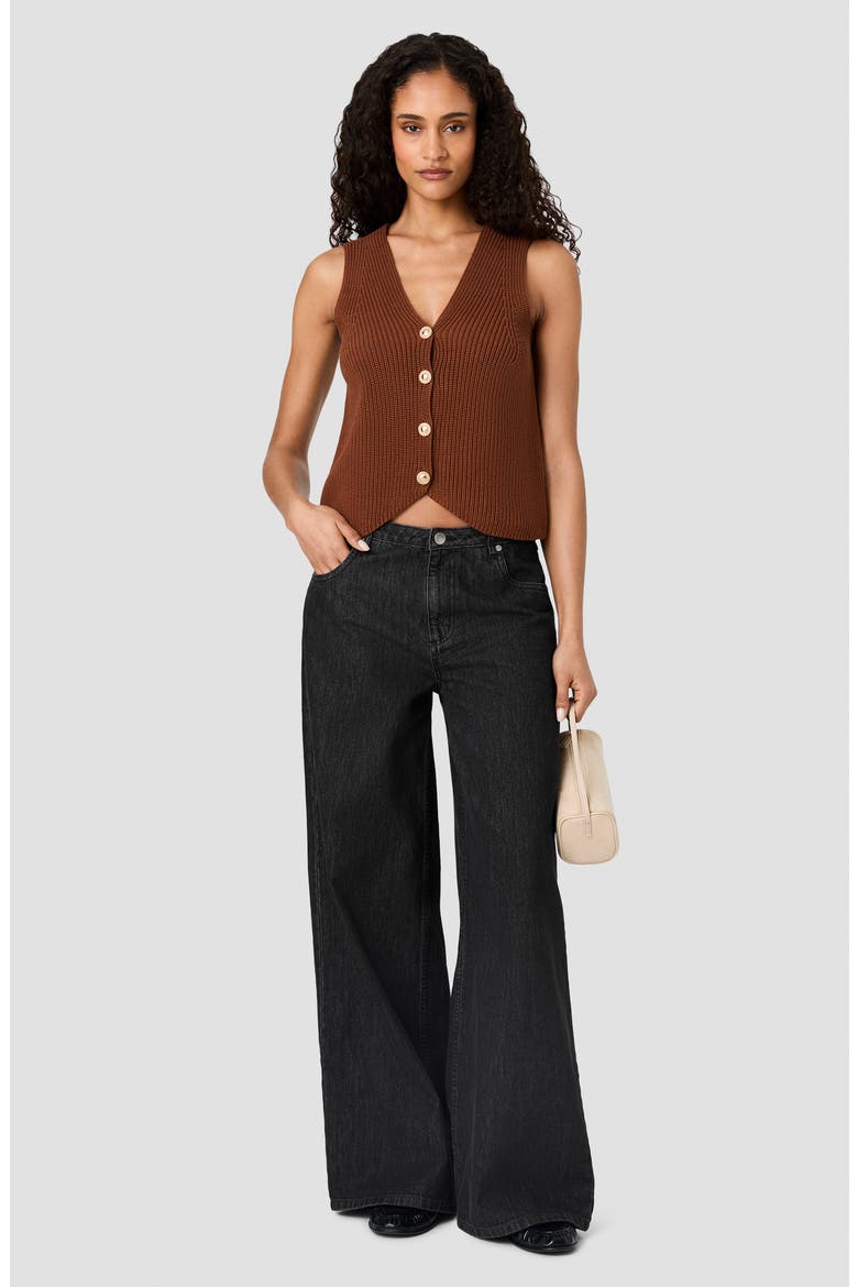 Mozart Rib V-Neck Vest, Alternate, color, CHESTNUT BROWN