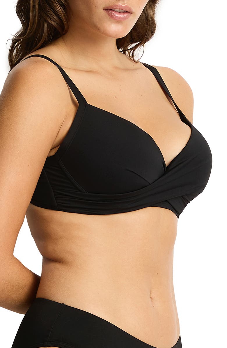 Sea Level Cross Front D- & DD-Cup Molded Underwire Bikini Top, Alternate, color, Black