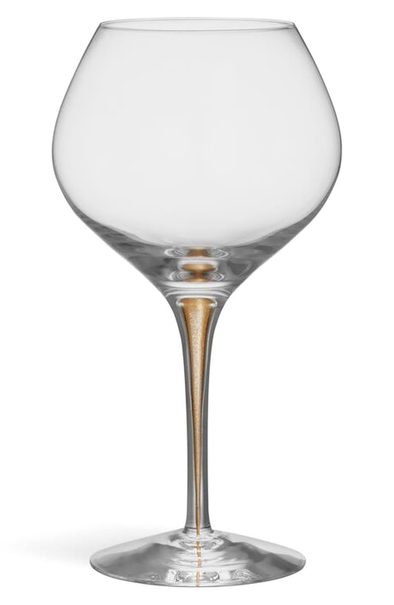 Orrefors Intermezzo Gold Bouquet Set of 2 Wine Glasses, Alternate, color, Gold