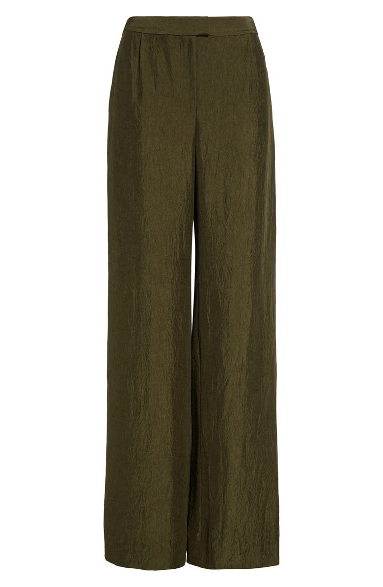 Jason Wu Collection Crinkled Satin Straight Leg Trousers, Alternate, color, Dark Fern