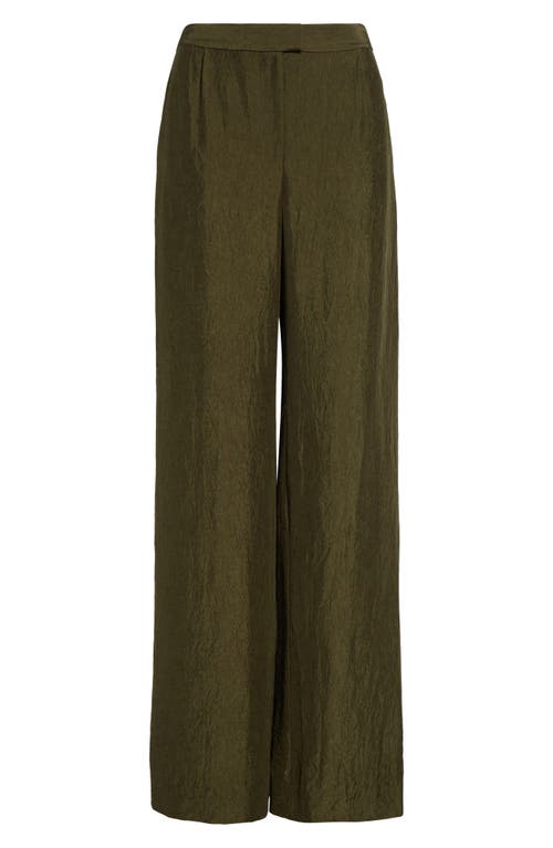 Jason Wu Collection Crinkled Satin Straight Leg Trousers In Green