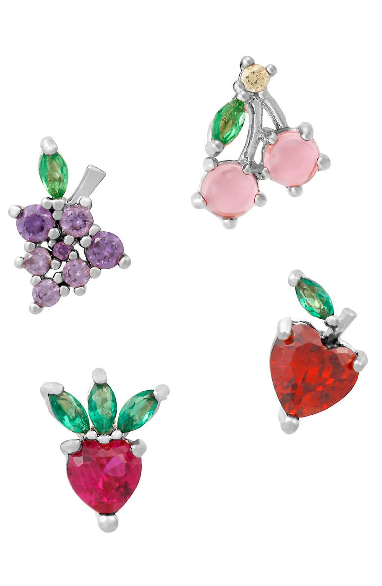 Girls Crew Fruit Basket Set of 4 Mismatched Stud Earrings, Alternate, color,