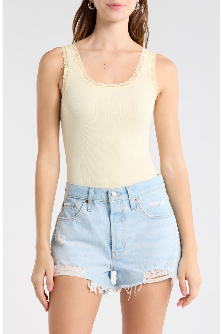 Lace Trim Tank Top, Main, color, YELLOW FROST