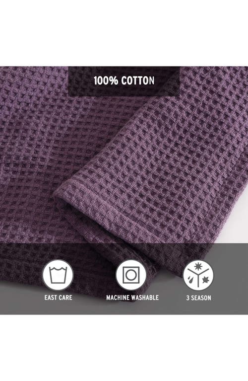 Eddie Bauer Solid Waffle Cotton Reversible Blanket, Twin In Purple