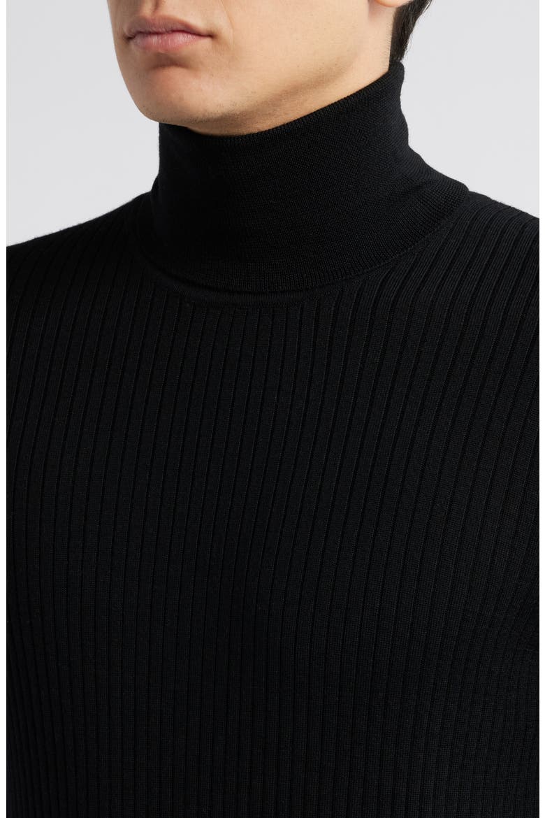 Richard 6611 Wool Rib Turtleneck Sweater, Alternate, color, BLACK